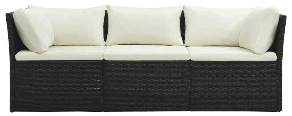 4 részes barna polyrattan kerti bútorszett párnával