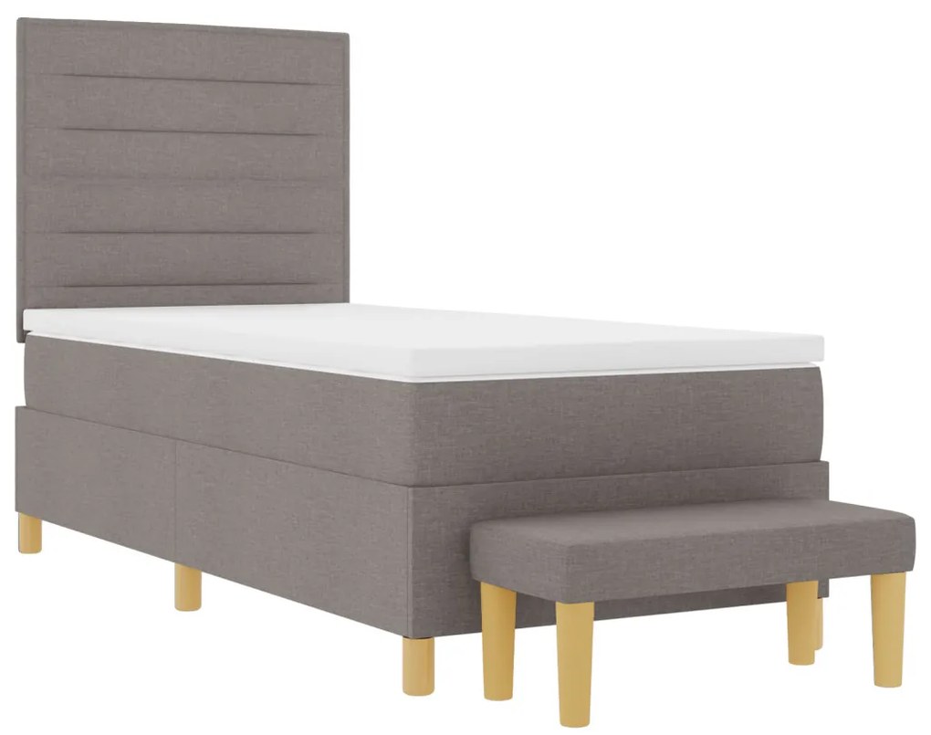 Box Spring Ágy Matraccal és Pad Taupe 80x200 cm Szövet
