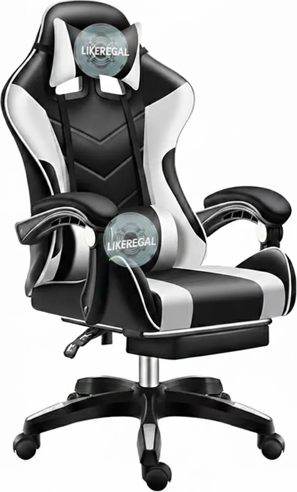 Likeregal 920 gamer szék lábtartóval, masszázs funkcióval, fehér