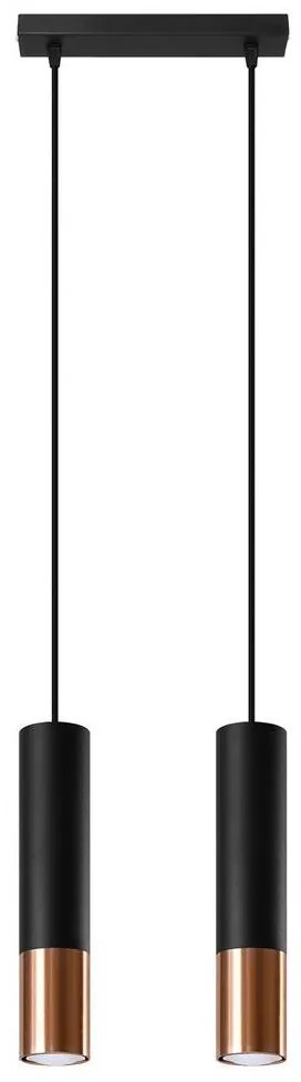 Sollux SL.0947 - Csillár zsinóron LOOPEZ 2xGU10/10W/230V fekete/réz