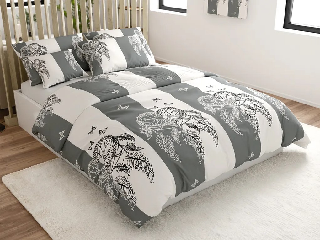 Pamut ágyneműhuzat TIRSO POLY szürke-fehér Ágyneműhuzat mérete: 70 x 90 cm | 140 x 200 cm