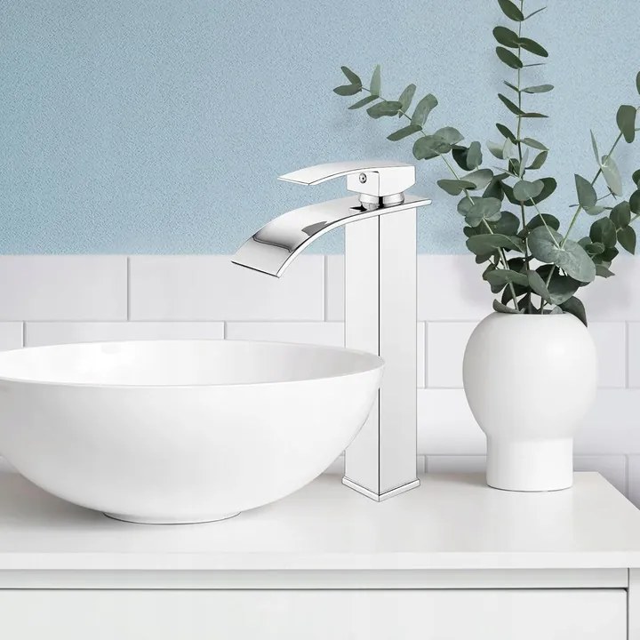 Mosdó Csaptelep Magas Álló Pultra Szerelhető Fürdőszoba Króm Csaptelep