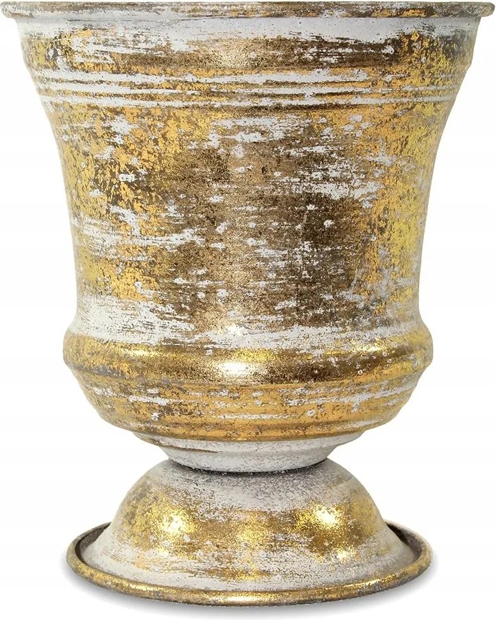 Virágtartó Fém Fedél Arany 16x13cm Retro Öregített 15