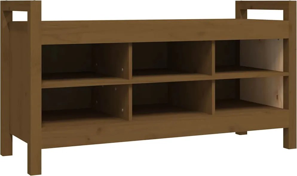 vidaXL mézbarna tömör fenyőfa előszoba pad 110 x 40 x 60 cm