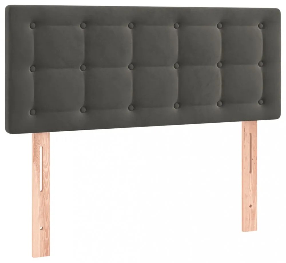 sötétszürke bársony LED-es fejtámla 90x5x78/88 cm
