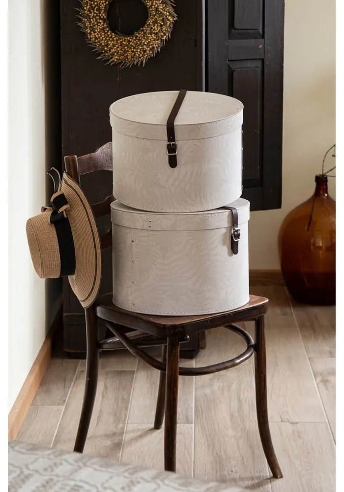 Krémszínű fedeles karton tárolódoboz szett 2 db-os ø 37,5x25,5 cm Rut Paper Laminate – Bigso