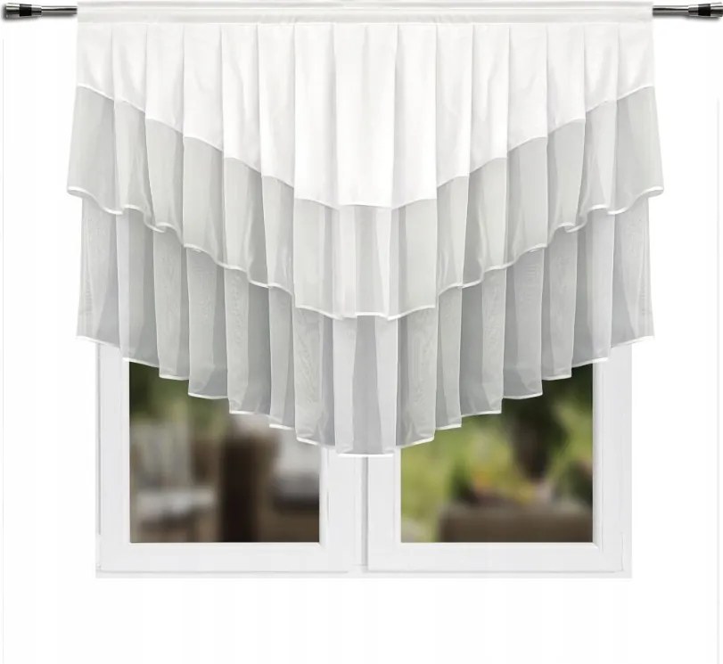 Függöny Kész Fátyol Ív Réteges 150 x 130 cm Fehér