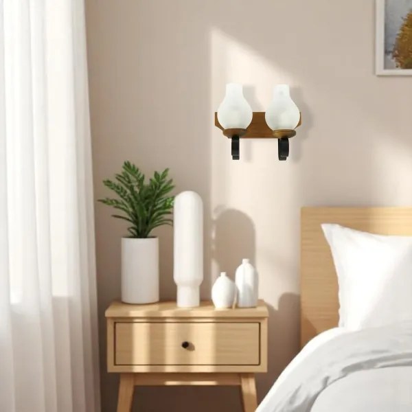 Brilagi - Fali lámpa QUEEN 2xE14/40W/230V bükkfa