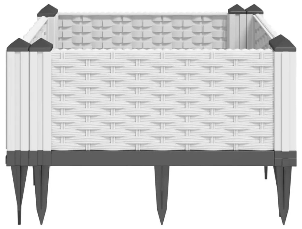 fehér polipropilén kerti virágláda cövekekkel 42,5x42,5x28,5 cm