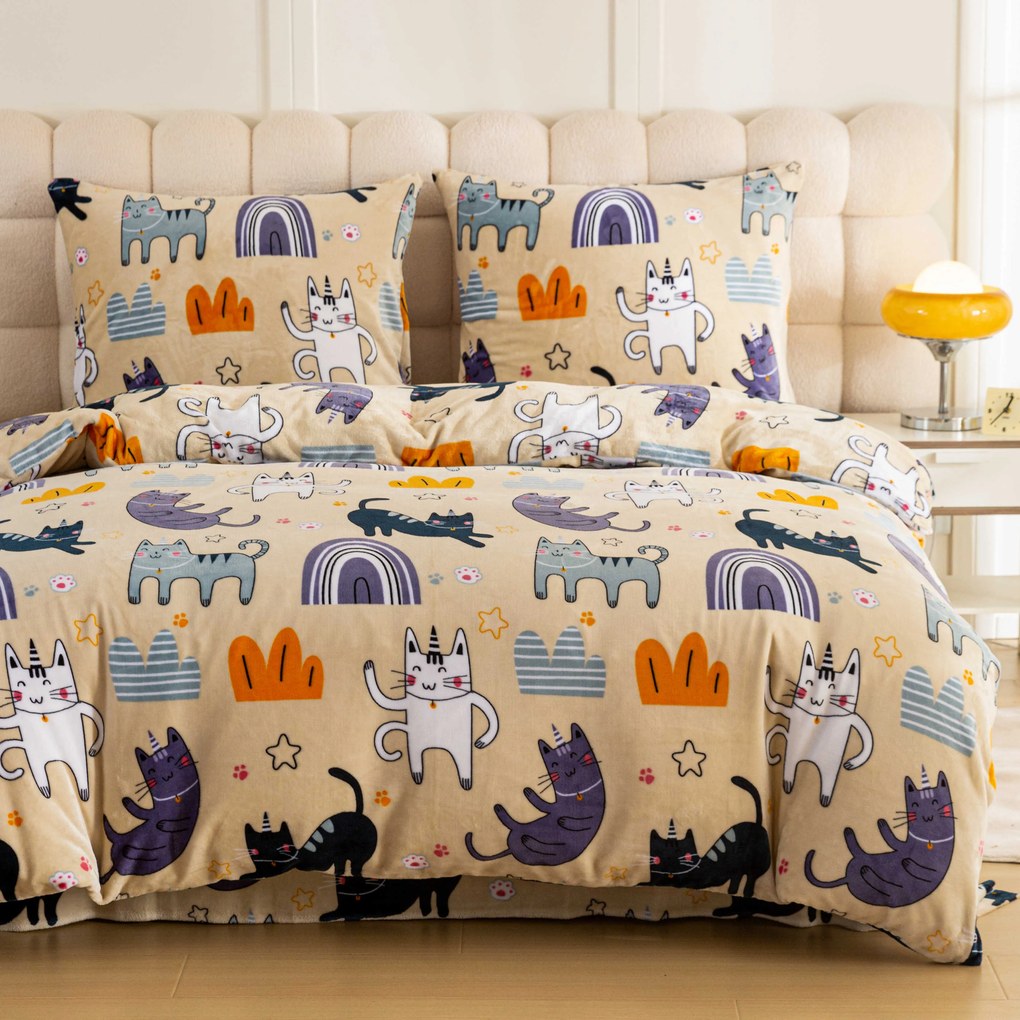 Mikroplüss ágynemű PURRSLEEP bézs Ágyneműhuzat mérete: 2 db 70 x 90 cm | 200 x 220 cm