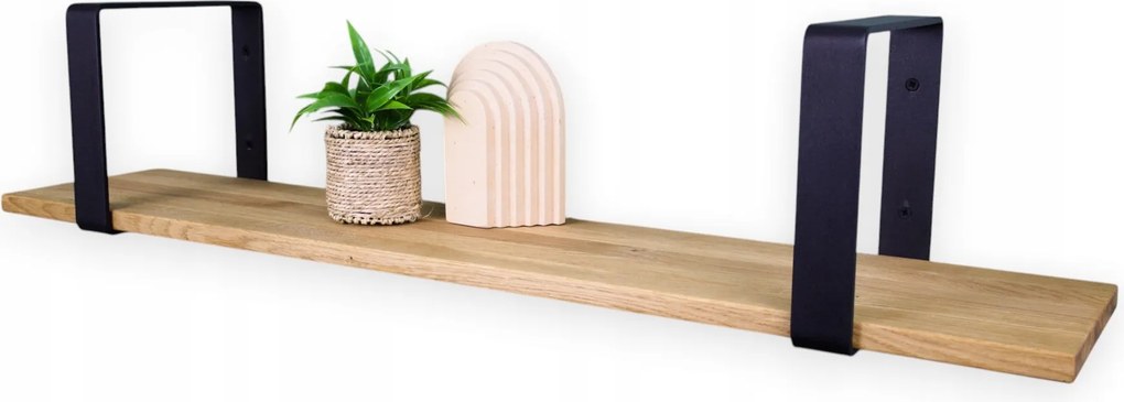 Loft könyvespolc falra akasztható tölgy tömörfa 180cm x 25cm