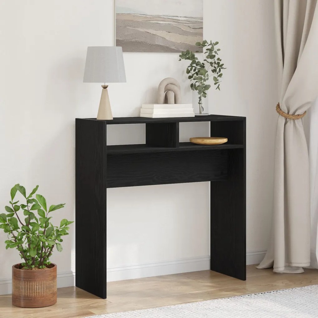 fekete tölgy konzolasztal - 78x30x80 cm - Műanyagfából készült