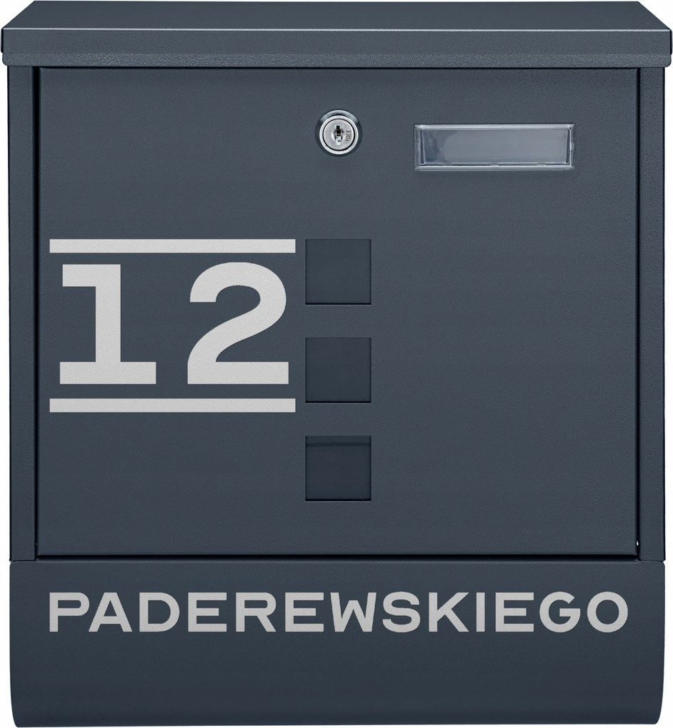 Postaláda Levél Tubus Antracit Minta Felirat