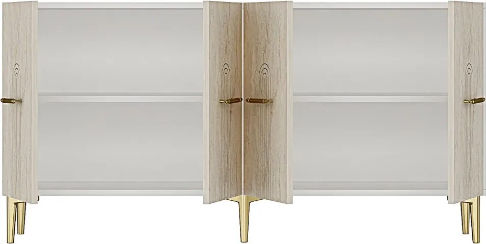 Ida komód, fehér-travertin, 150 cm