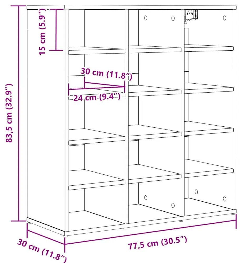 Cipősszekrény Beton szürke 77.5 x 30 x 83.5 cm Faanyag