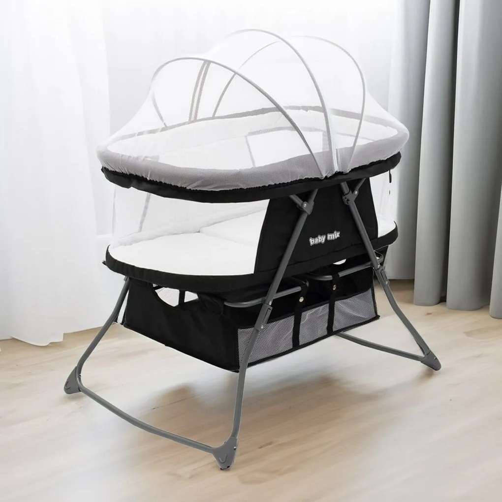 Baby Mix Összecsukható bölcső Dreamy Nest fekete,92 x 70 x 76 cm, 92 x 70 x 76 cm
