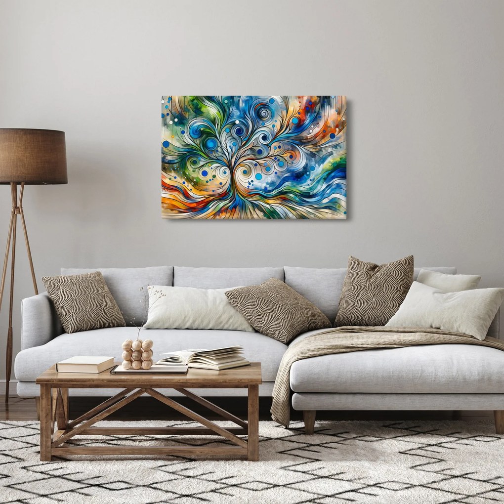 Kép – Színes energikus fa (90x60 cm)
