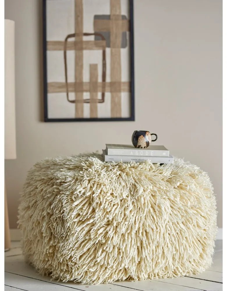 Krémszínű gyapjú puff Lomba – Bloomingville
