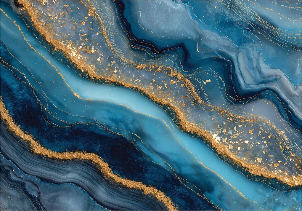 Fotótapéta Márvány Kék Arany Hálószoba Nappali Tapéta Flizelina 400x280