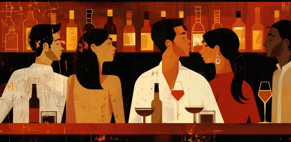 Poszter 91,3x44,5cm Találkozás a bor mellett