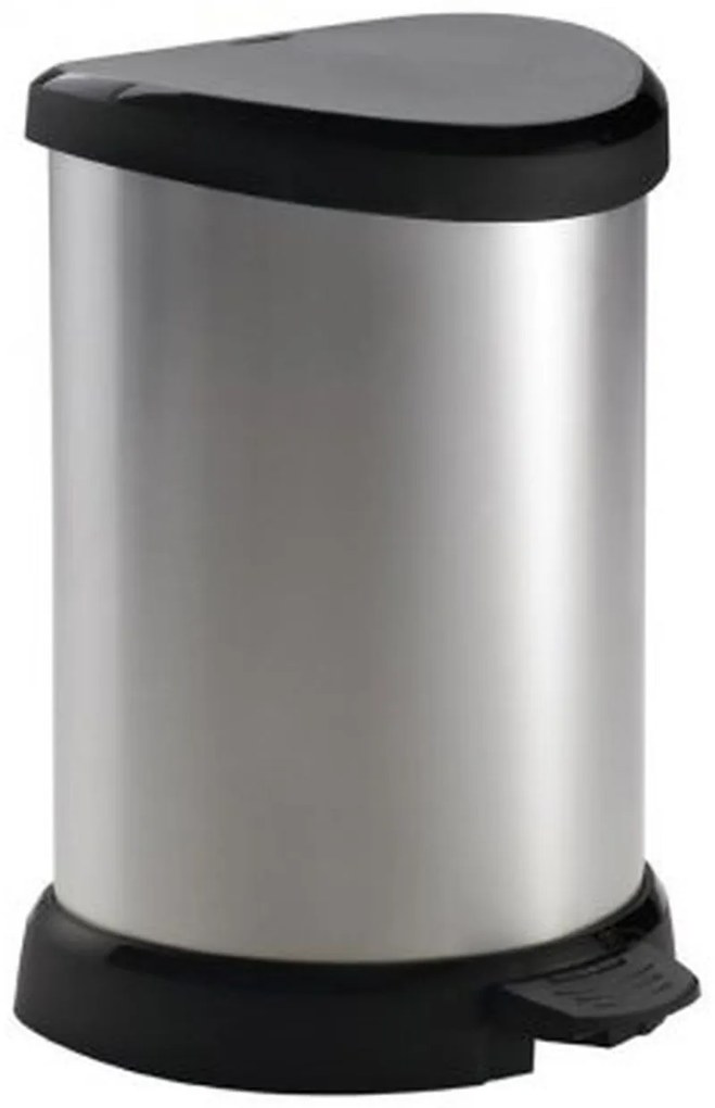 CURVER fémhatású pedálos szemetes, belső kosárral 20L, fekete/ezüst 169795 (02120-582)