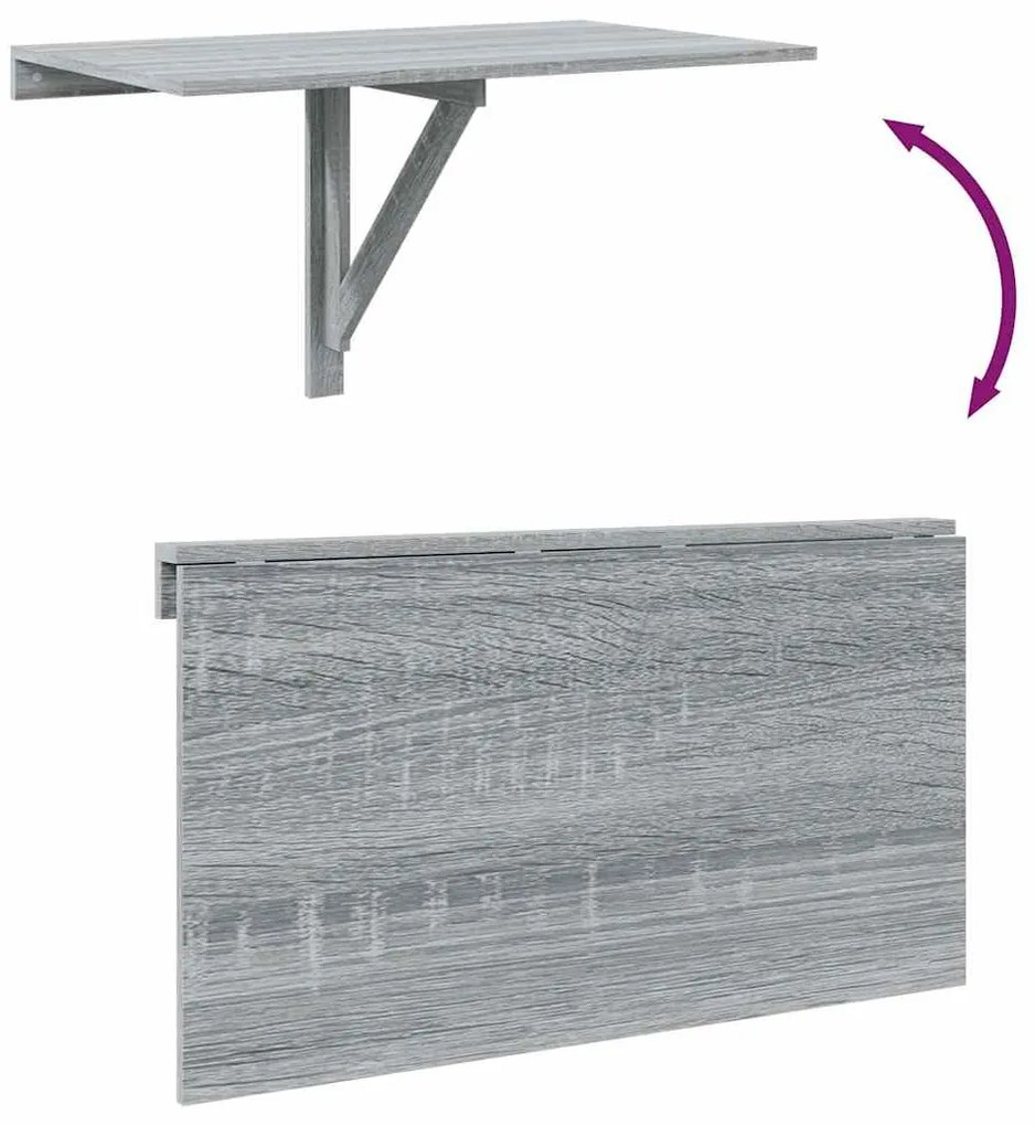 szürke sonoma szerelt fa összecsukható fali asztal 100x60x56 cm