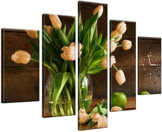 Órás falikép Gyönyörű tulipánok és zöld almák 150x105cm ZP2151A_5H