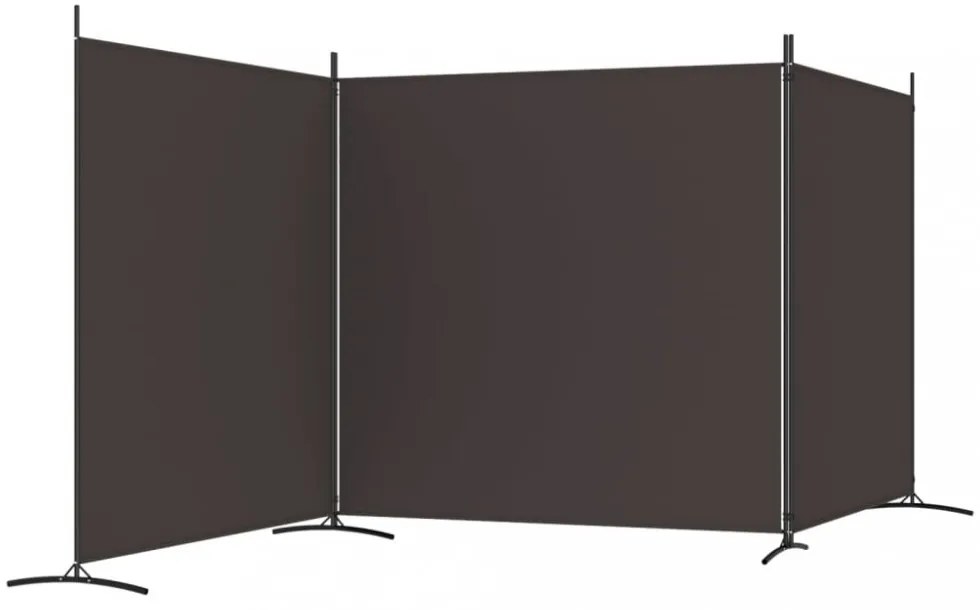 3 paneles barna szövet paraván 525x180 cm