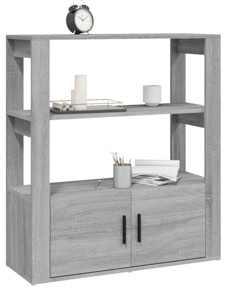 szürke sonoma színű szerelt fa tálalószekrény 80x30x90 cm