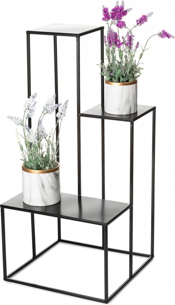 Álló virágágyás fekete 85 cm Loft fém virágtartó