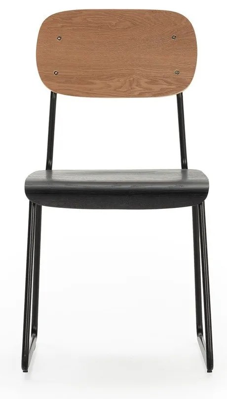 Fekete-natúr színű étkezőszék szett kőrisfa dekorral, 2 db-os Aira – Marckeric