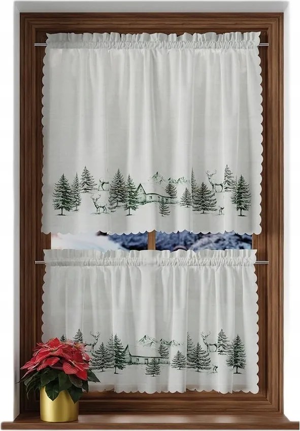 Függöny kész karácsonyi irigység téli táj 100x40 cm