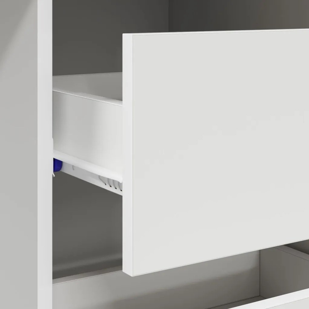 Asztal fiókkal polcokkal Fehér 90 x 37,5 x 75 cm Faanyag