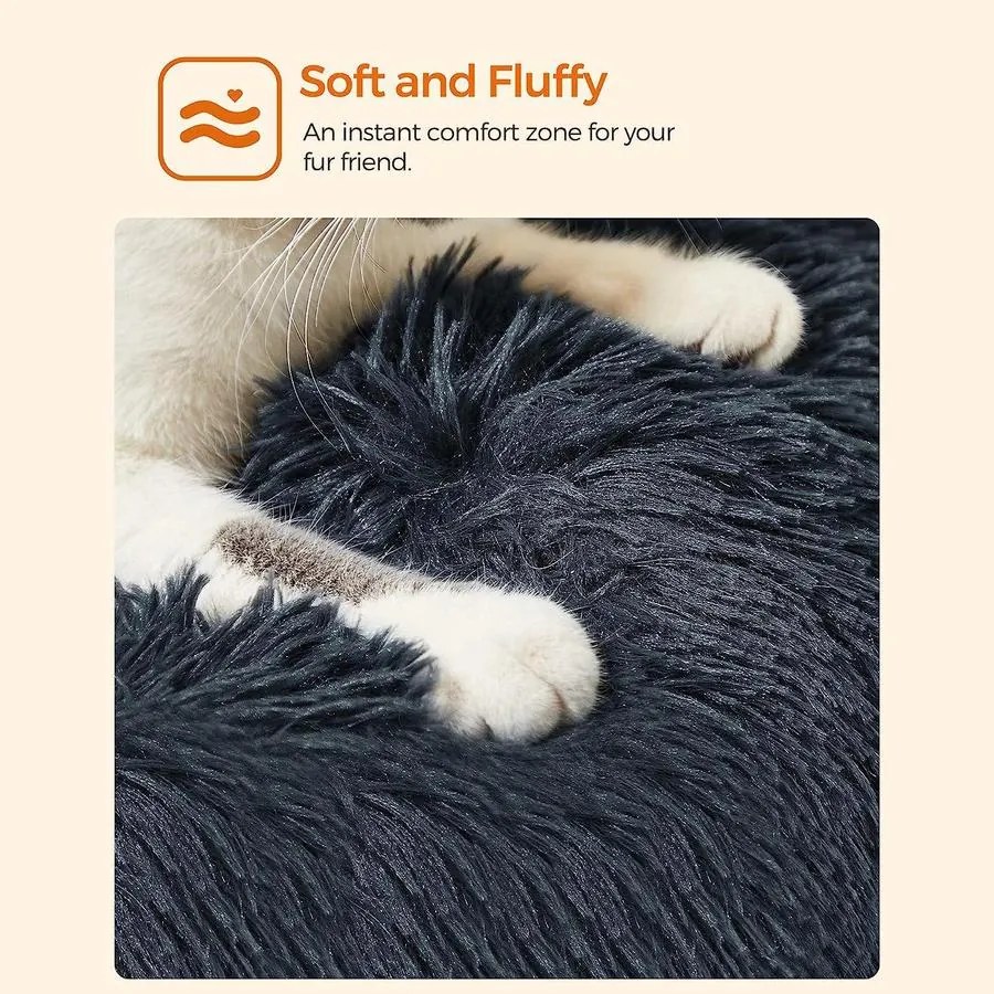 FEANDREA Kutyaágy, macskaágy, puha plüss felülettel 60 cm, sötétszürke