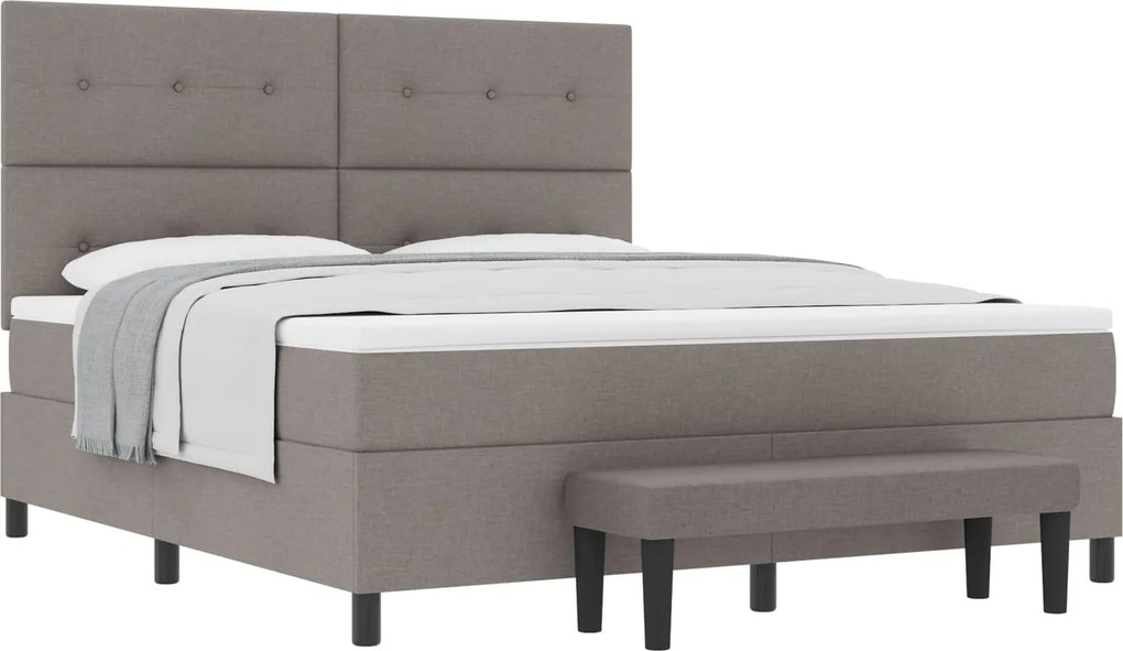 vidaXL Boxrugós ágy matracmal fejtámlával Tópszínű 180 x 200 cm szövet