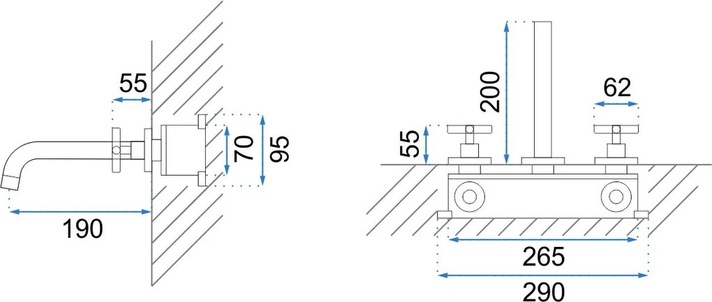Rea Exit - Fal alatti mosdócsaptelep, fekete, REA-B8000