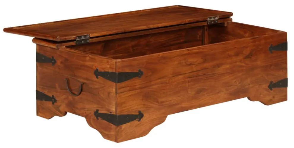 tömör akácfa dohányzóasztal mézszínű bevonattal 110x55x35 cm