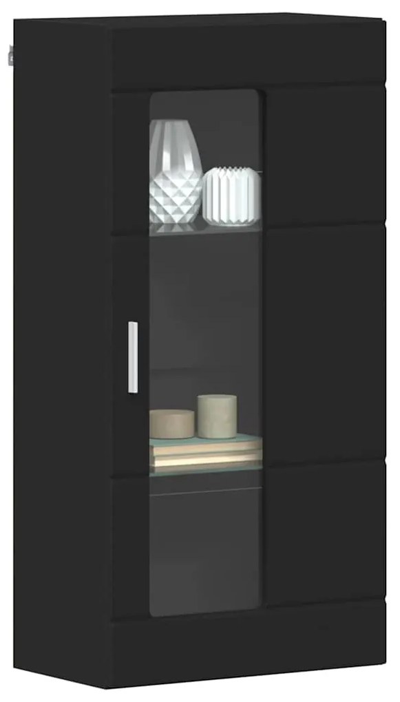 Fali szekrény polcokkal ajtóval Fekete 55 x 29 x 100 cm Faanyag