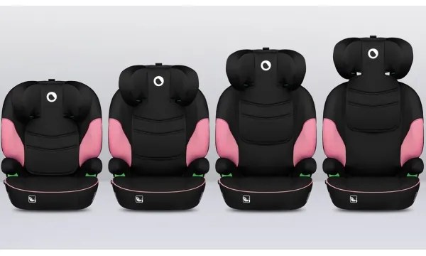 Lionelo - Autósülés LARS i-Méret 100-150 cm fekete/rózsaszín