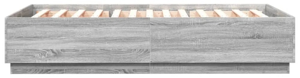 szürke sonoma színű szerelt fa ágykeret LED-del 120 x 200 cm
