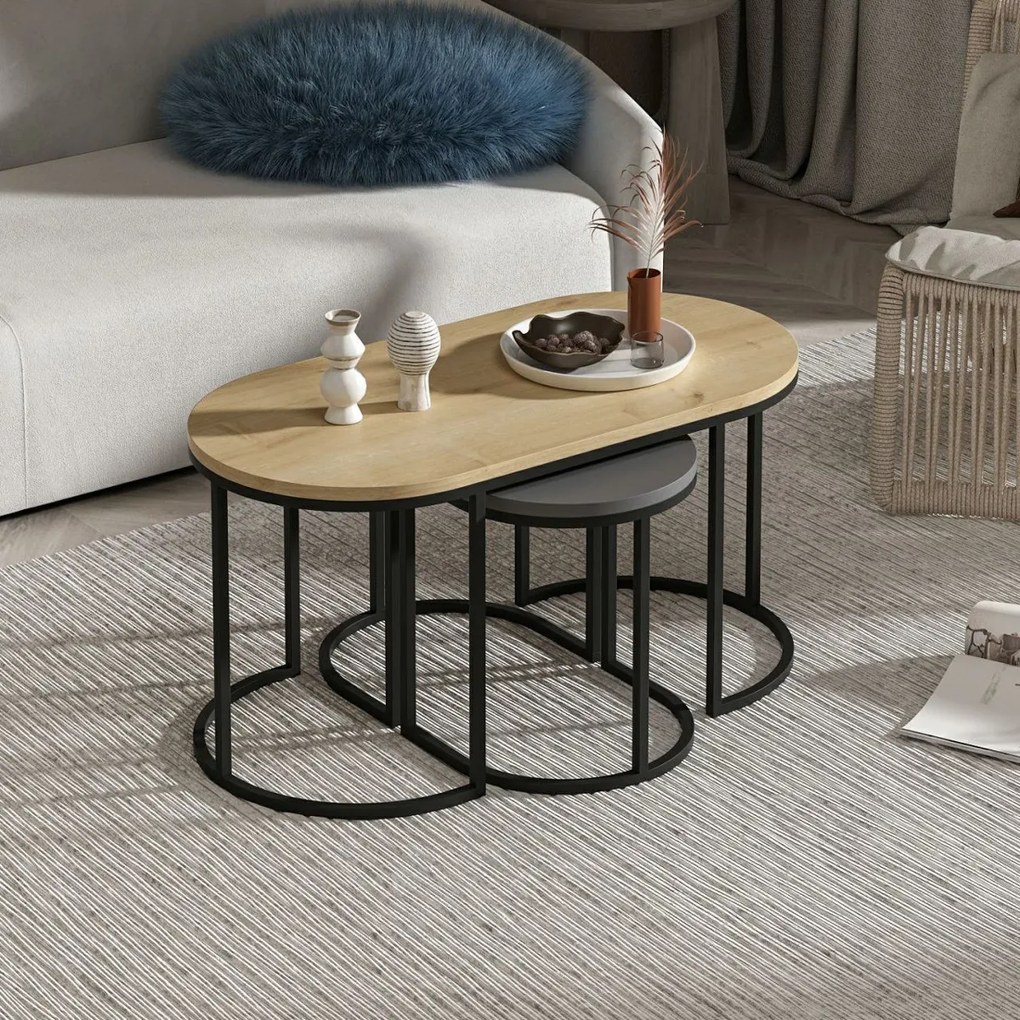 Dena Anthracite dohányzóasztal, 3 db