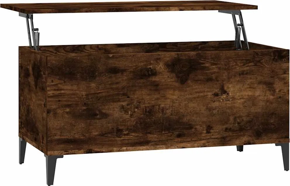 vidaXL füstös tölgy színű szerelt fa dohányzóasztal 90 x 44,5 x 45 cm