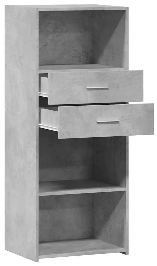 betonszürke szerelt fa magasszekrény 50 x 42,5 x 124 cm