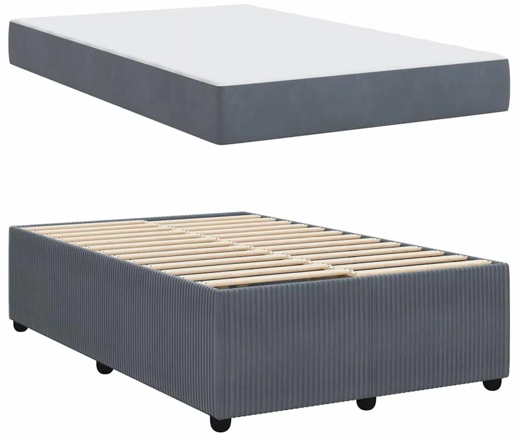 Ágykeret matraccal matracmal Sötétszürke 120 x 190 cm Bársony