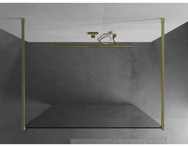 Mexen Kioto, Walk-In zuhany paraván 155 x 200 cm, 8 mm átlátszó üveg, arany matt profil, 800-155-002-55-00