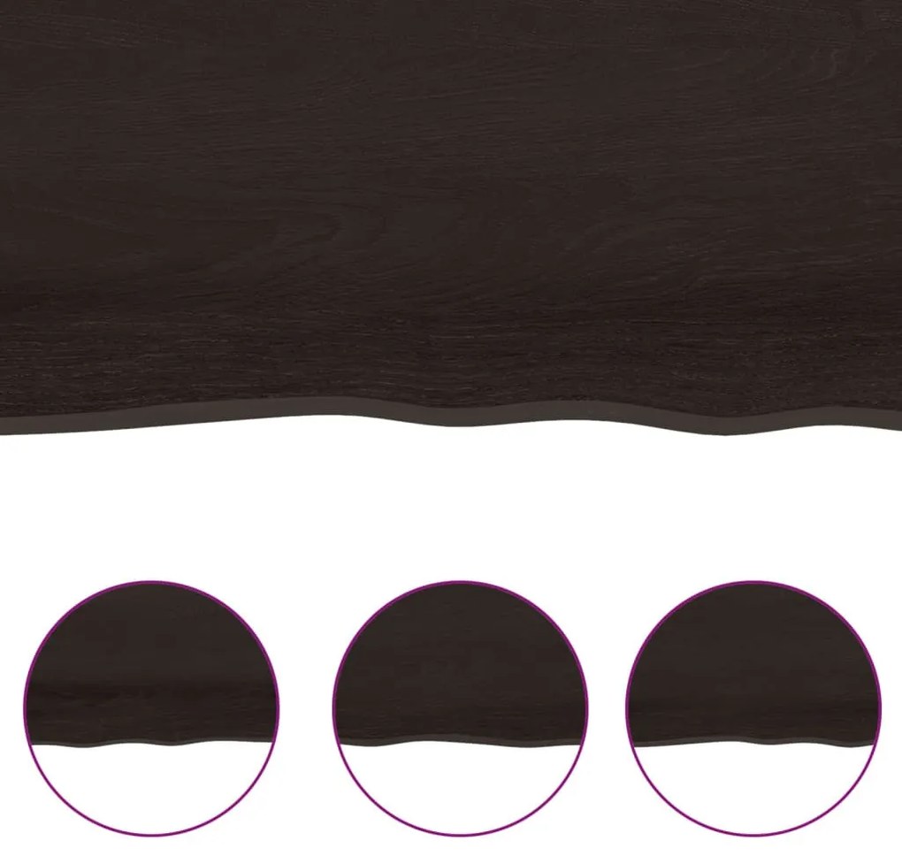sötétbarna kezelt tömör tölgyfa asztallap 140x60x(2-4) cm