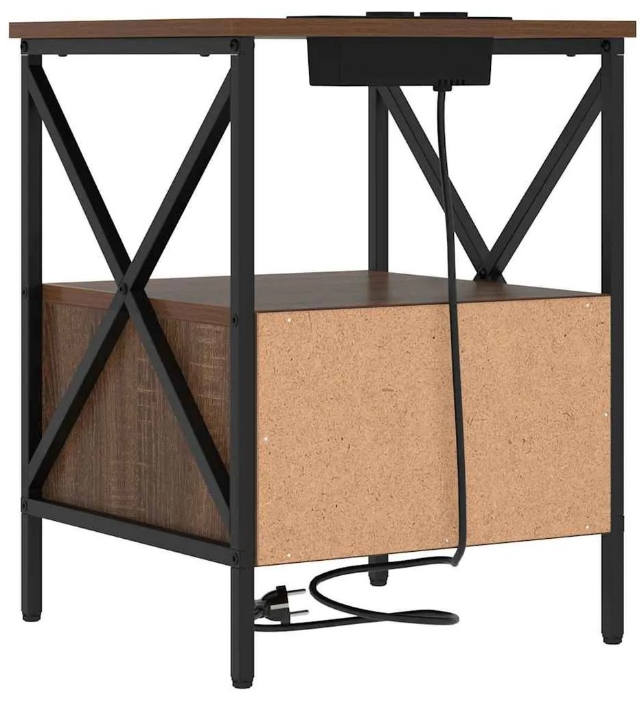 vidaXL Éjjeliszekrény 2 pcs Barna Tölgy 41,5 x 40,5 x 55 cm Faanyag