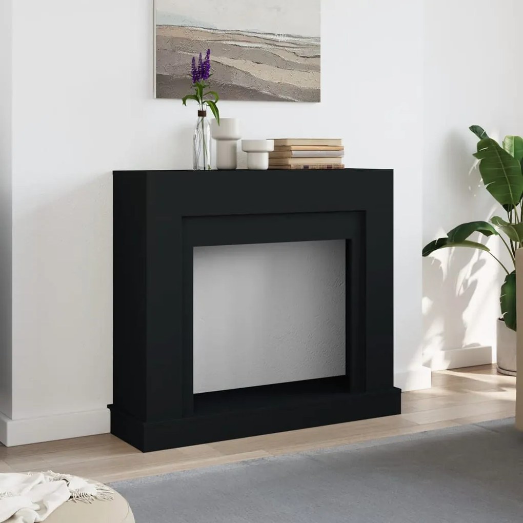 fekete szerelt fa kandallóburkolat 100 x 30 x 87,5 cm