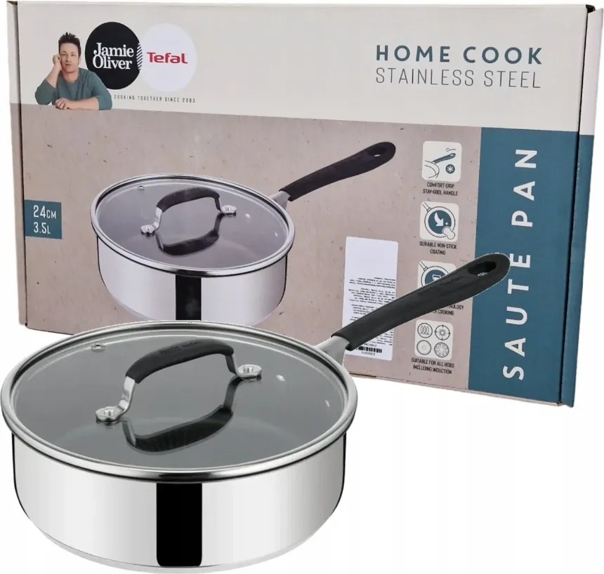 Mély Serpenyő Tefal Titán 24CM Jamie Oliver Inox Acél Gáz Indukciós