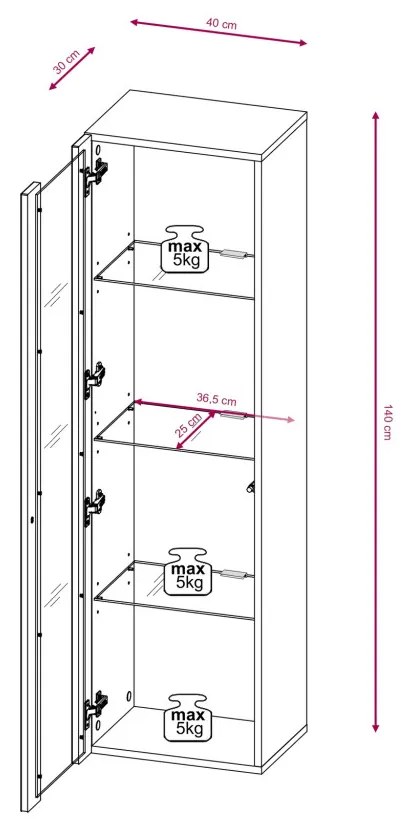 VIVIEN 09 WITRYNA MAŁA DĄB WOTAN LED